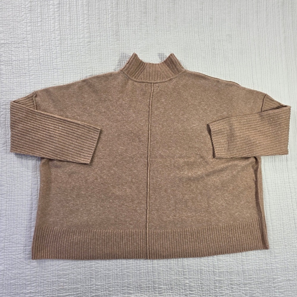 Simply Vera Vera Wang Camel Heather Cashmere Blend Mock Neck Sweater EUC XXL
